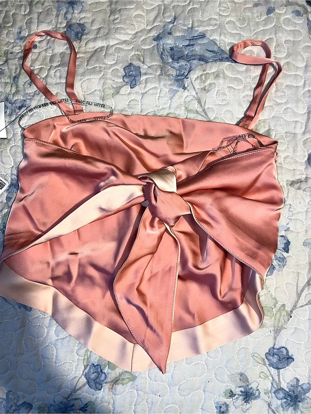 Avec Les Filles Satin-Look Asymmetrical Camisole in Pink